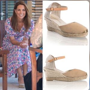 Russell & Bromley Coco-nut Sand Espadrille Wedges ASO Kate Middleton Sz 41